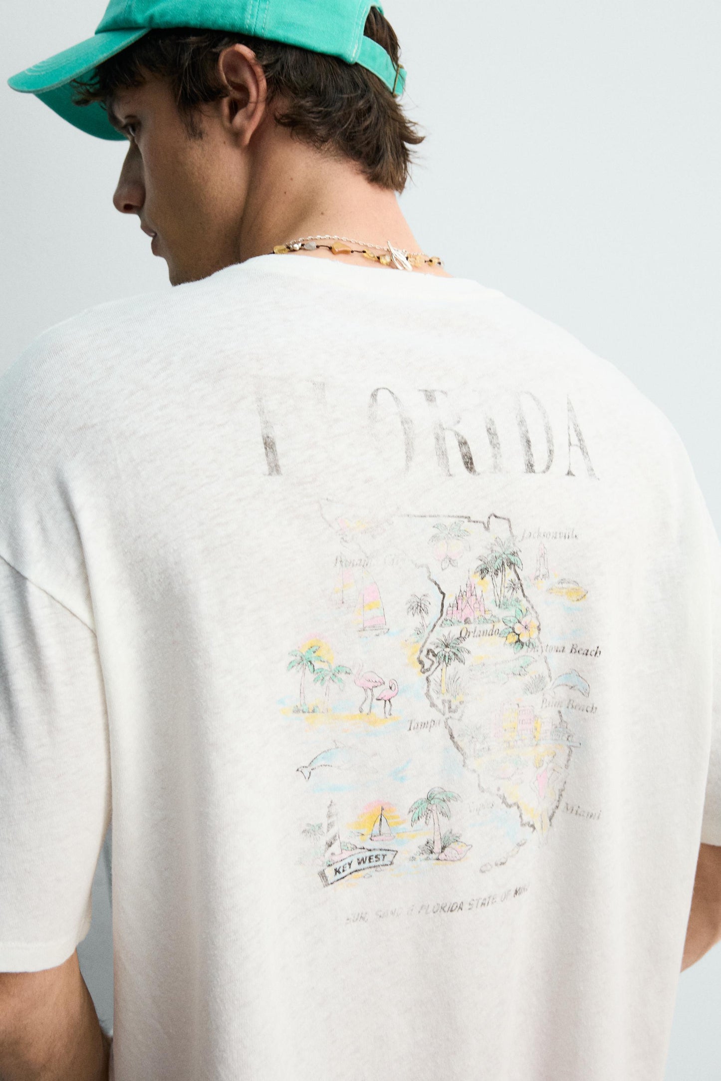 T-SHIRT LAVADA DE ALGODÃO-LINHO FLORIDA