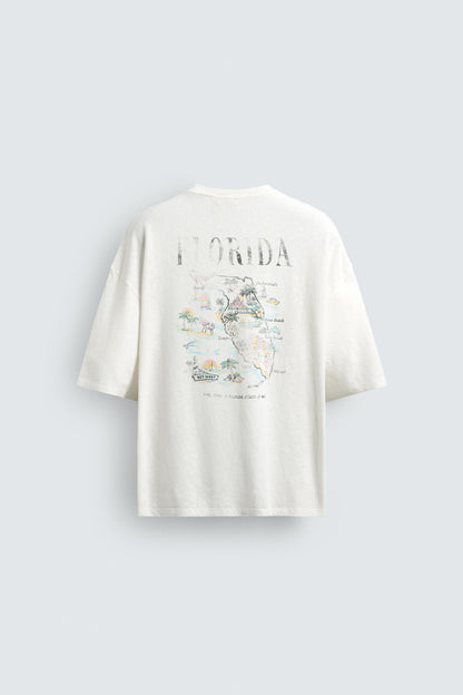 T-SHIRT LAVADA DE ALGODÃO-LINHO FLORIDA
