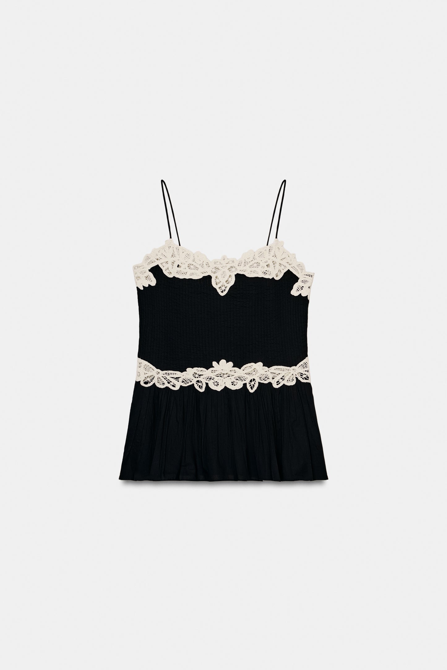 TOP DE RENDA CONTRASTE ZW COLLECTION - Branco / Preto