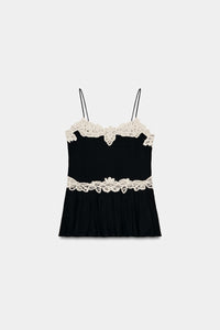 TOP DE RENDA CONTRASTE ZW COLLECTION - Branco / Preto
