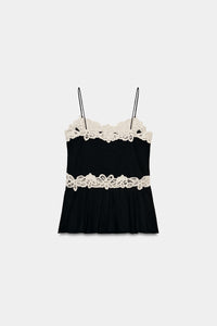 TOP DE RENDA CONTRASTE ZW COLLECTION - Branco / Preto