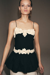 TOP DE RENDA CONTRASTE ZW COLLECTION - Branco / Preto