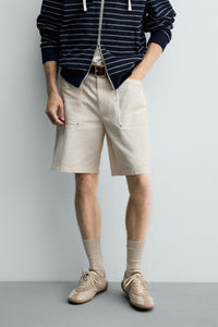 CALÇÕES BERMUDA STRAIGHT FIT COM BOLSOS