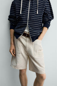 CALÇÕES BERMUDA STRAIGHT FIT COM BOLSOS