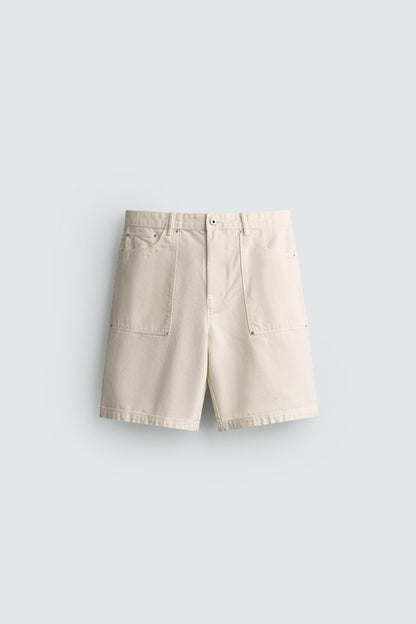 CALÇÕES BERMUDA STRAIGHT FIT COM BOLSOS