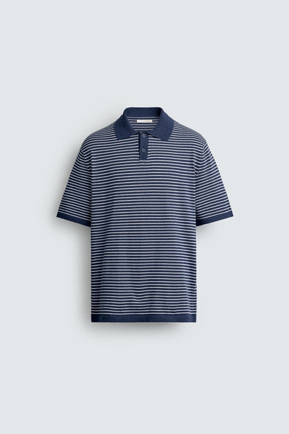 POLO DE MALHA JACQUARD ÀS RISCAS