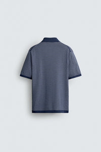 POLO DE MALHA JACQUARD ÀS RISCAS