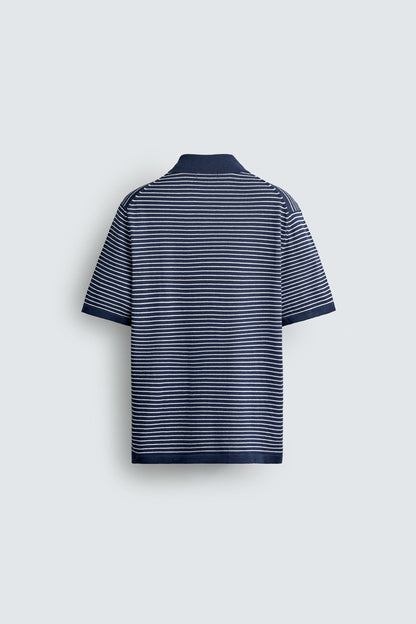 POLO DE MALHA JACQUARD ÀS RISCAS