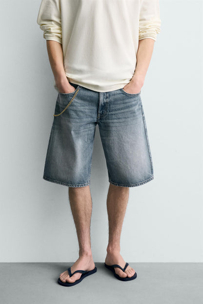 CALÇÕES BERMUDA DENIM BAGGY FIT
