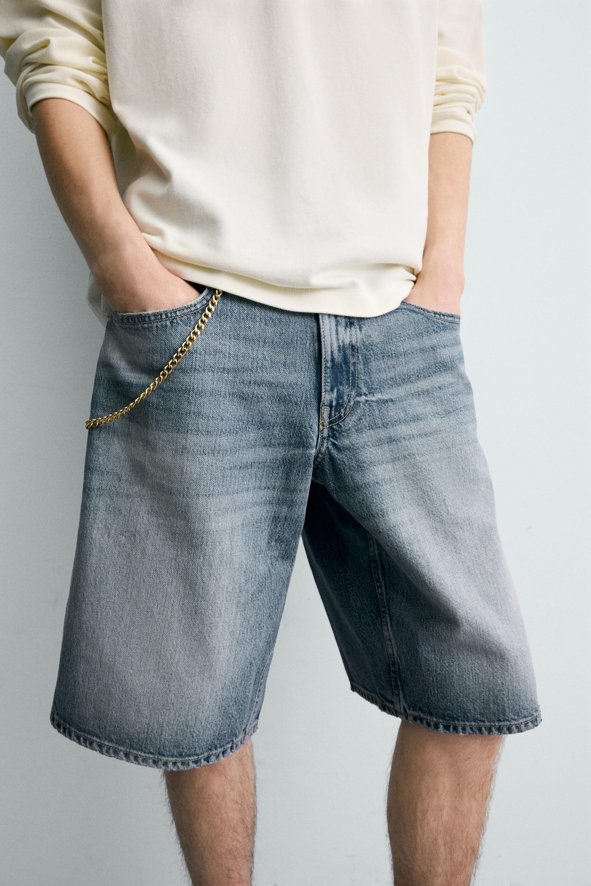 CALÇÕES BERMUDA DENIM BAGGY FIT
