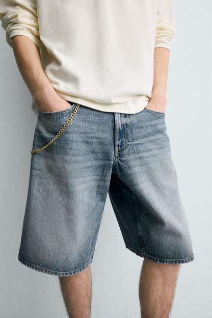 CALÇÕES BERMUDA DENIM BAGGY FIT