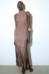 SAIA PLISSADA RISCAS TEXTURA - Brown Stripes
