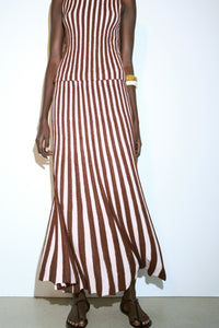 SAIA PLISSADA RISCAS TEXTURA - Brown Stripes