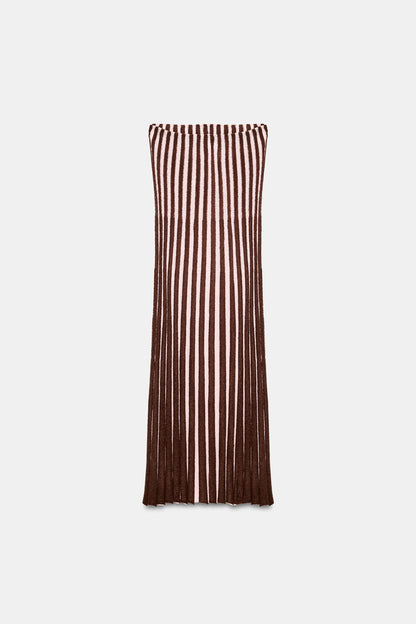 SAIA PLISSADA RISCAS TEXTURA - Brown Stripes