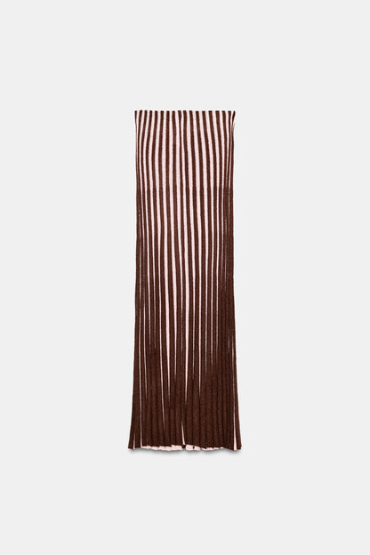 SAIA PLISSADA RISCAS TEXTURA - Brown Stripes