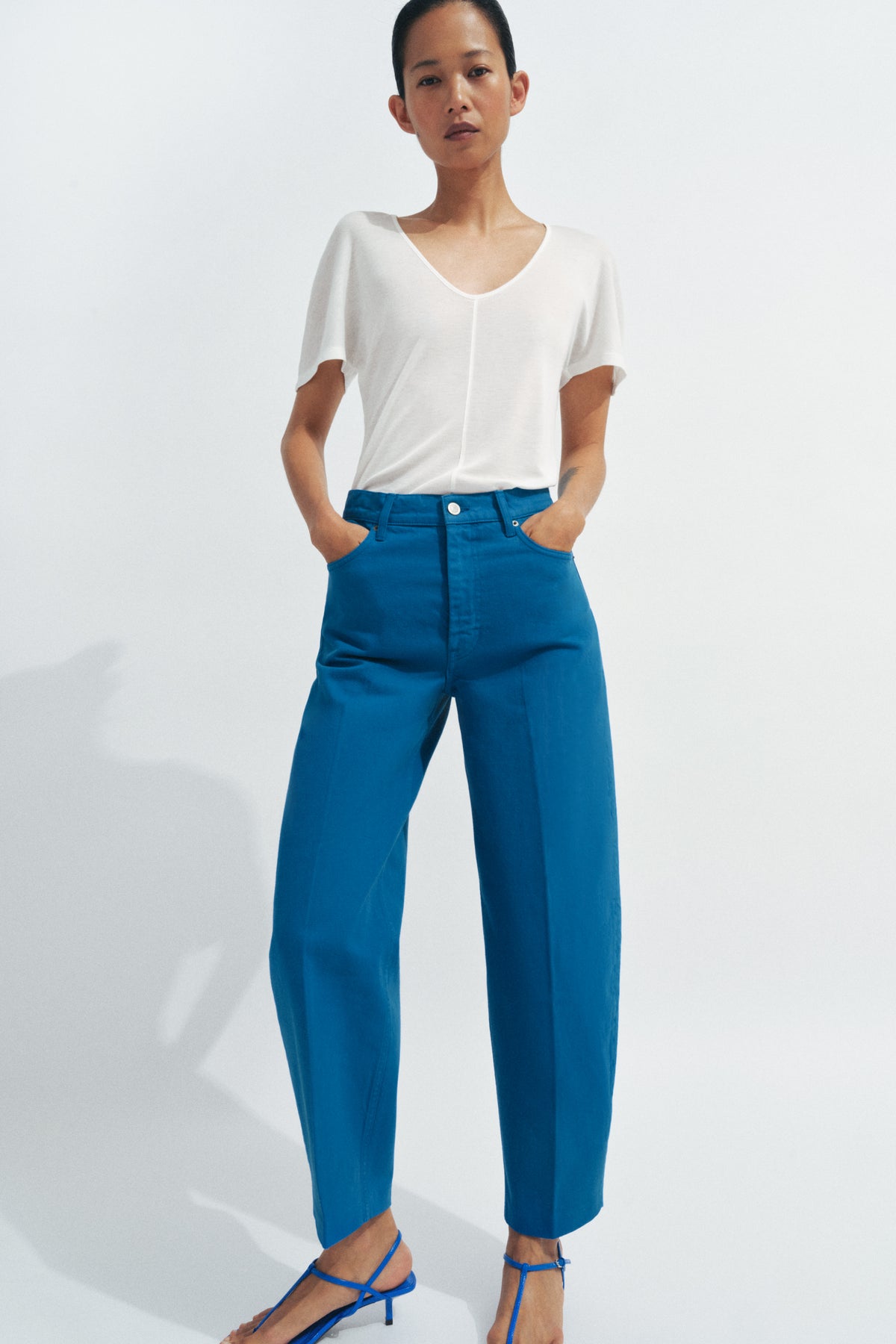 JEANS ZW COLLECTION TAPERED CINTURA SUBIDA - índigo ganga