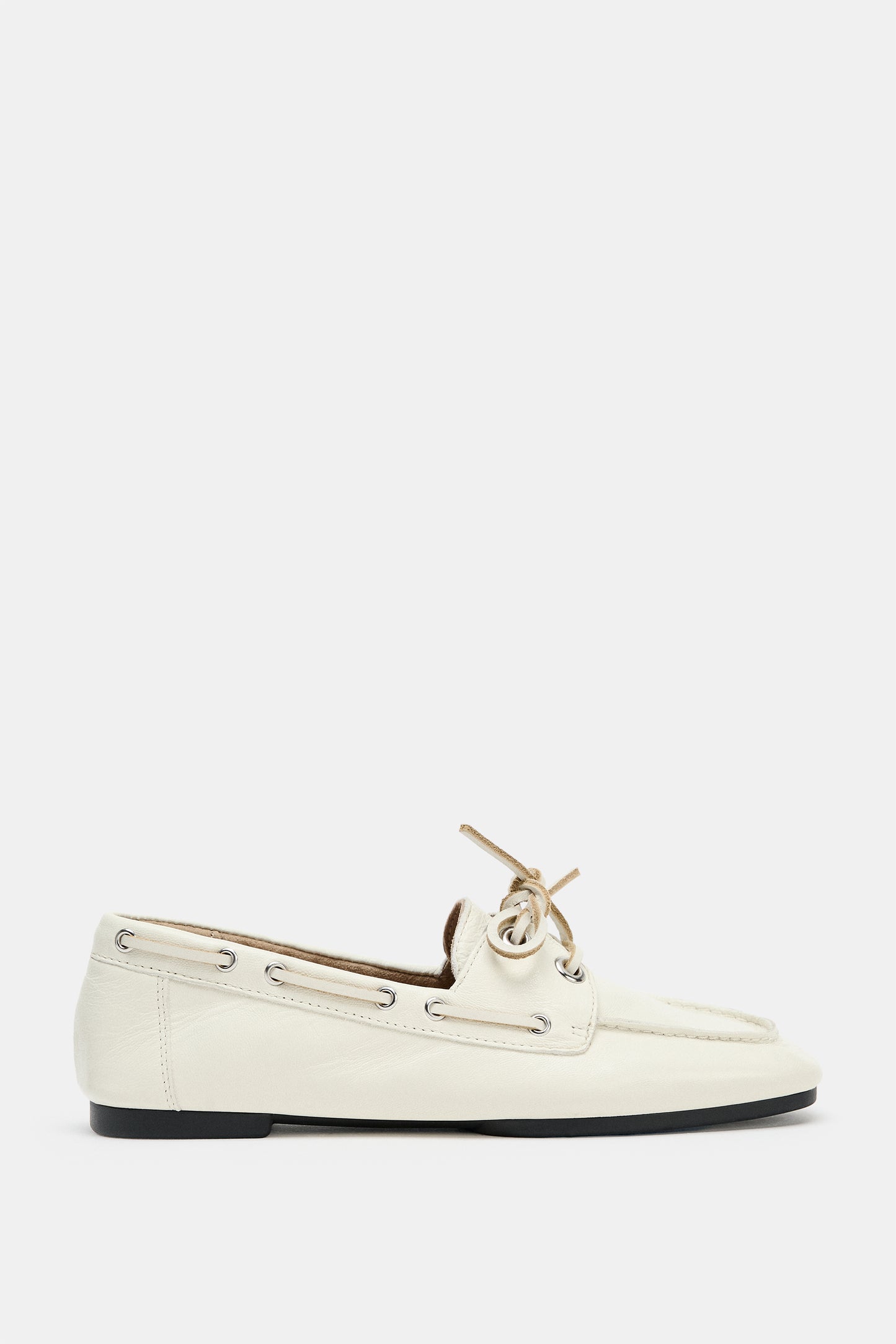 MOCASSINS DE PELE COM ATACADORES - Branco-cru