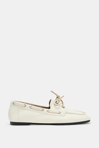 MOCASSINS DE PELE COM ATACADORES - Branco-cru