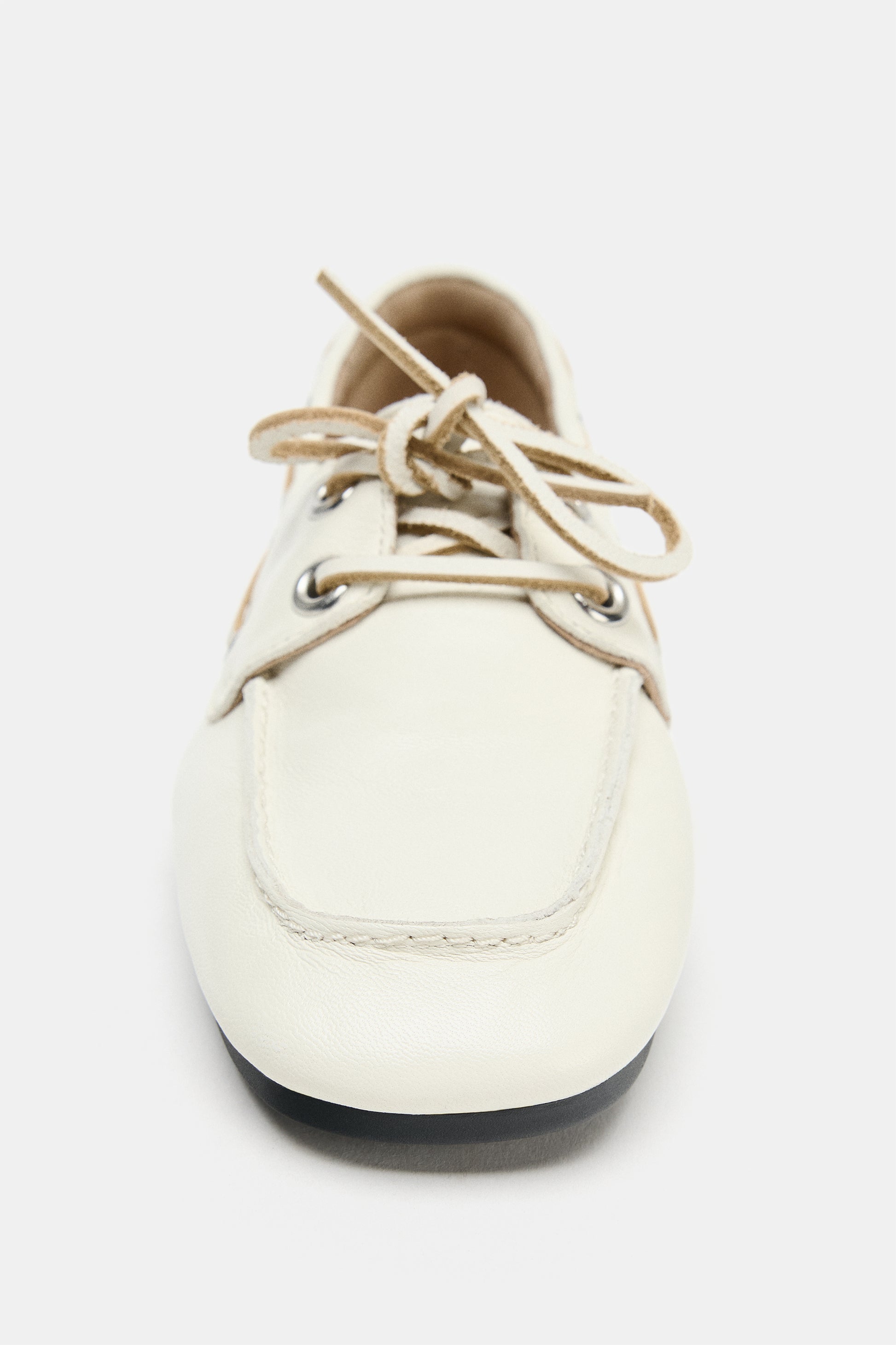 MOCASSINS DE PELE COM ATACADORES - Branco-cru