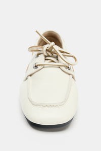 MOCASSINS DE PELE COM ATACADORES - Branco-cru
