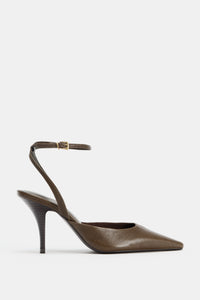SAPATO DE PELE TIPO MULE COM PULSEIRA - Cinzento-vison