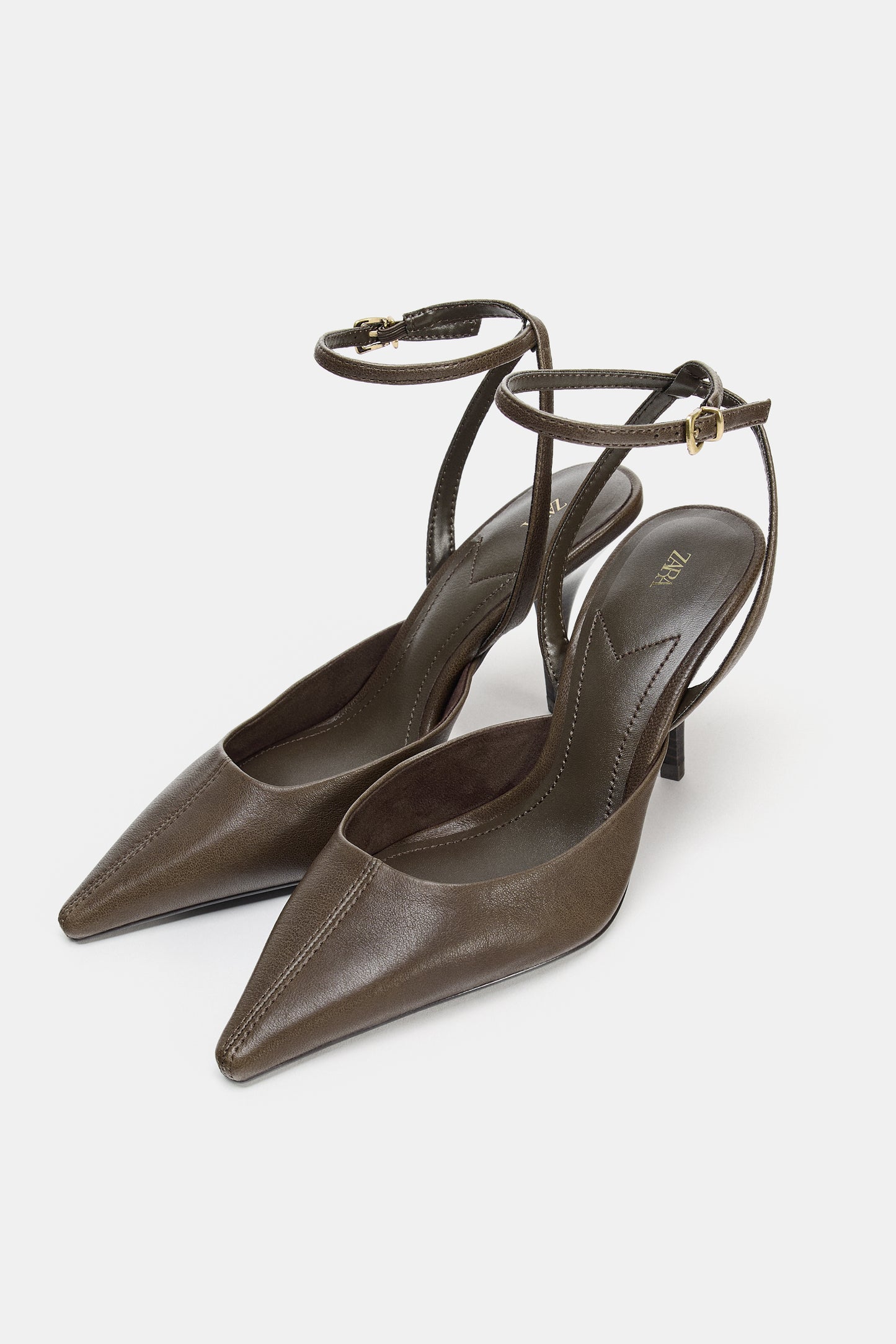 SAPATO DE PELE TIPO MULE COM PULSEIRA - Cinzento-vison