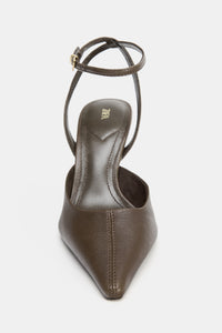SAPATO DE PELE TIPO MULE COM PULSEIRA - Cinzento-vison