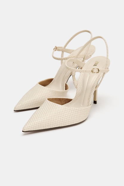 SAPATO SEM CALCANHAR COM RELEVO - Branco-cru