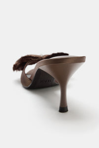 SAPATO ALTO EFEITO ACETINADO - Castanho-chocolate