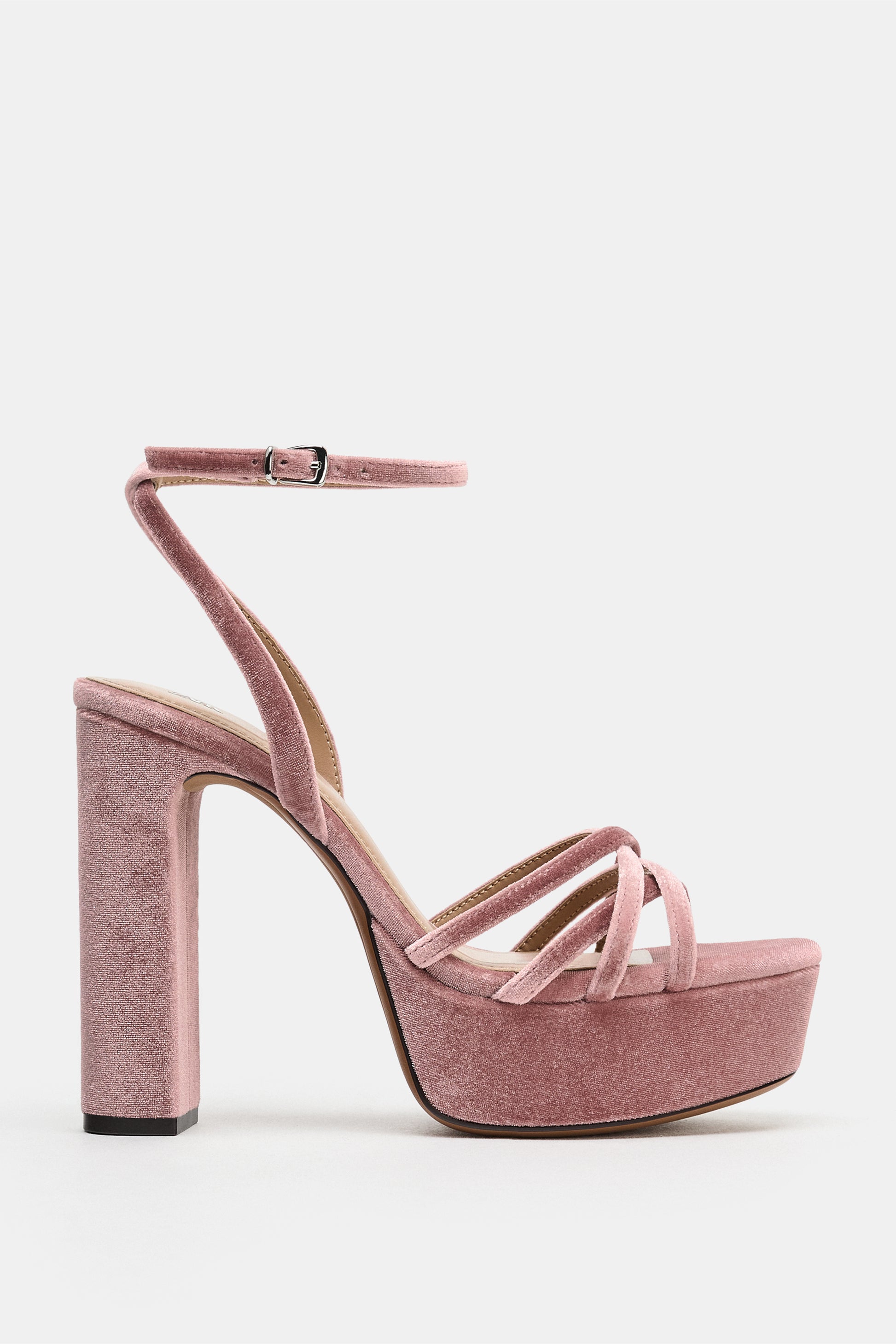 SANDÁLIA PLATAFORMA EFEITO VELUDO - Rosa