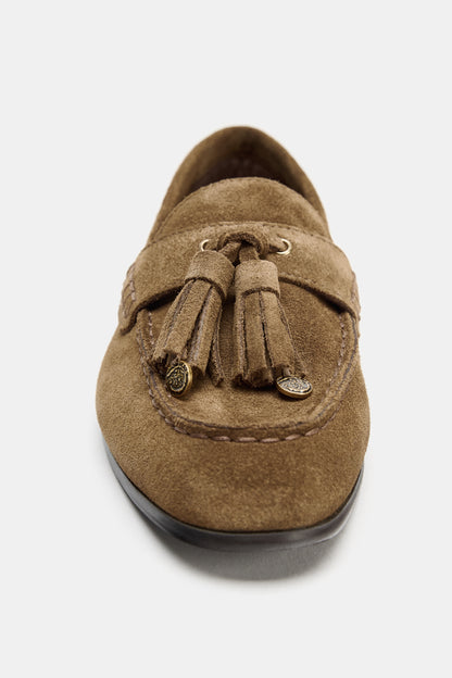MOCASSINS EM CROUTE COM BORLAS - Castanho