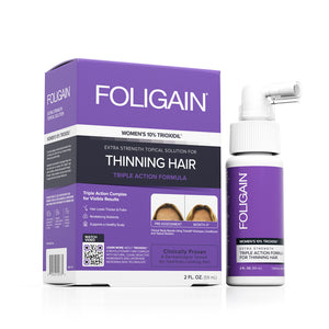 FOLIGAIN FÓRMULA COMPLETA DE TRIPLA AÇÃO PARA AFINAMENTO DO CABELO PARA MULHERES COM 10% TRIOXIDIL®