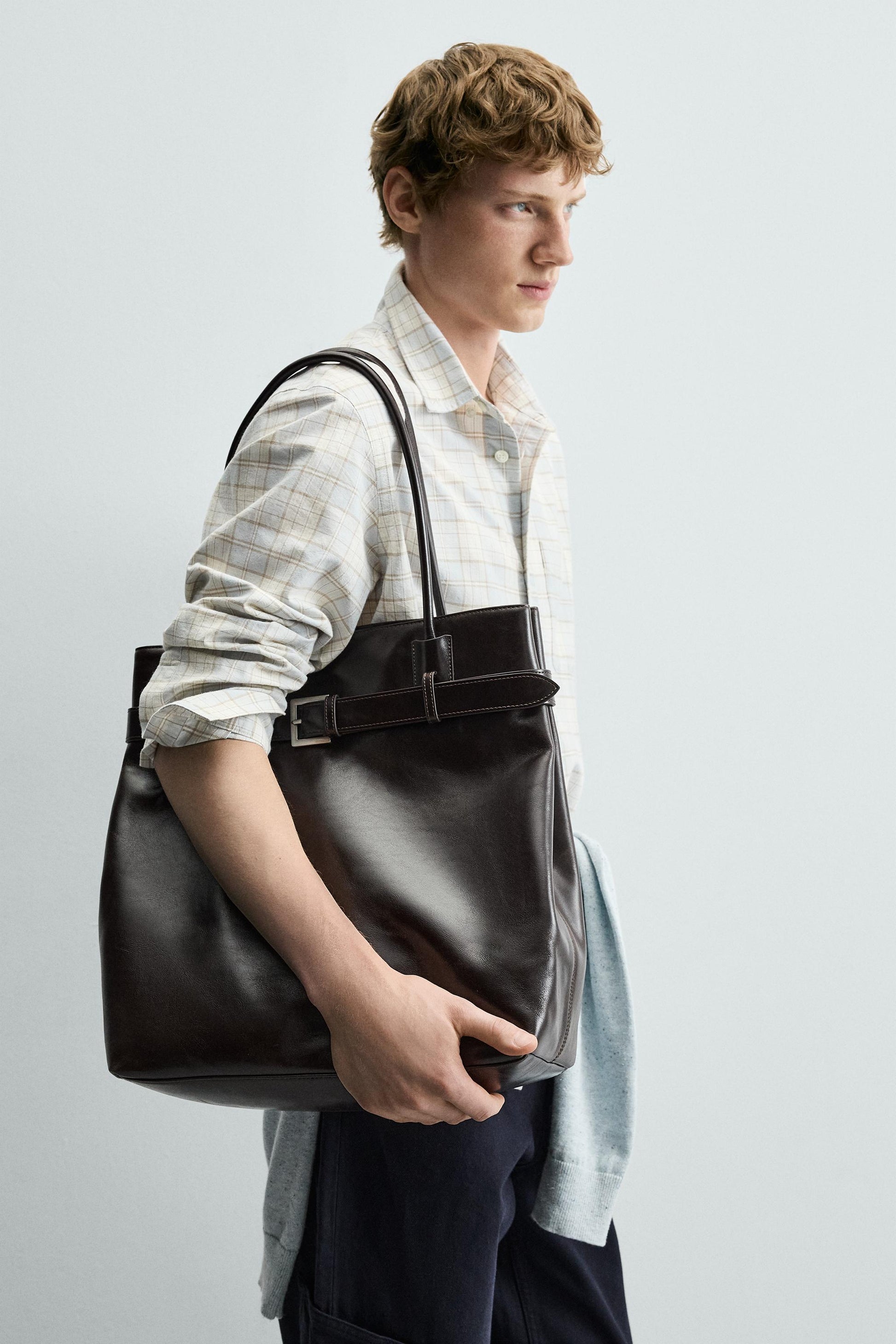 MALA TOTE BAG DE PELE COM CINTO
