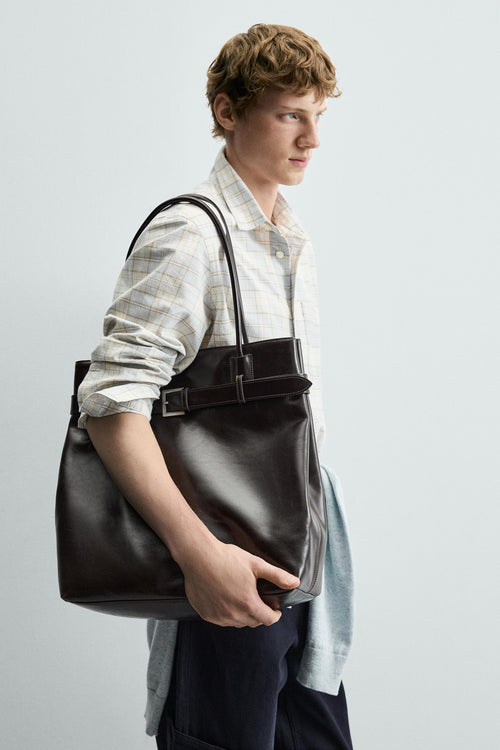 MALA TOTE BAG DE PELE COM CINTO