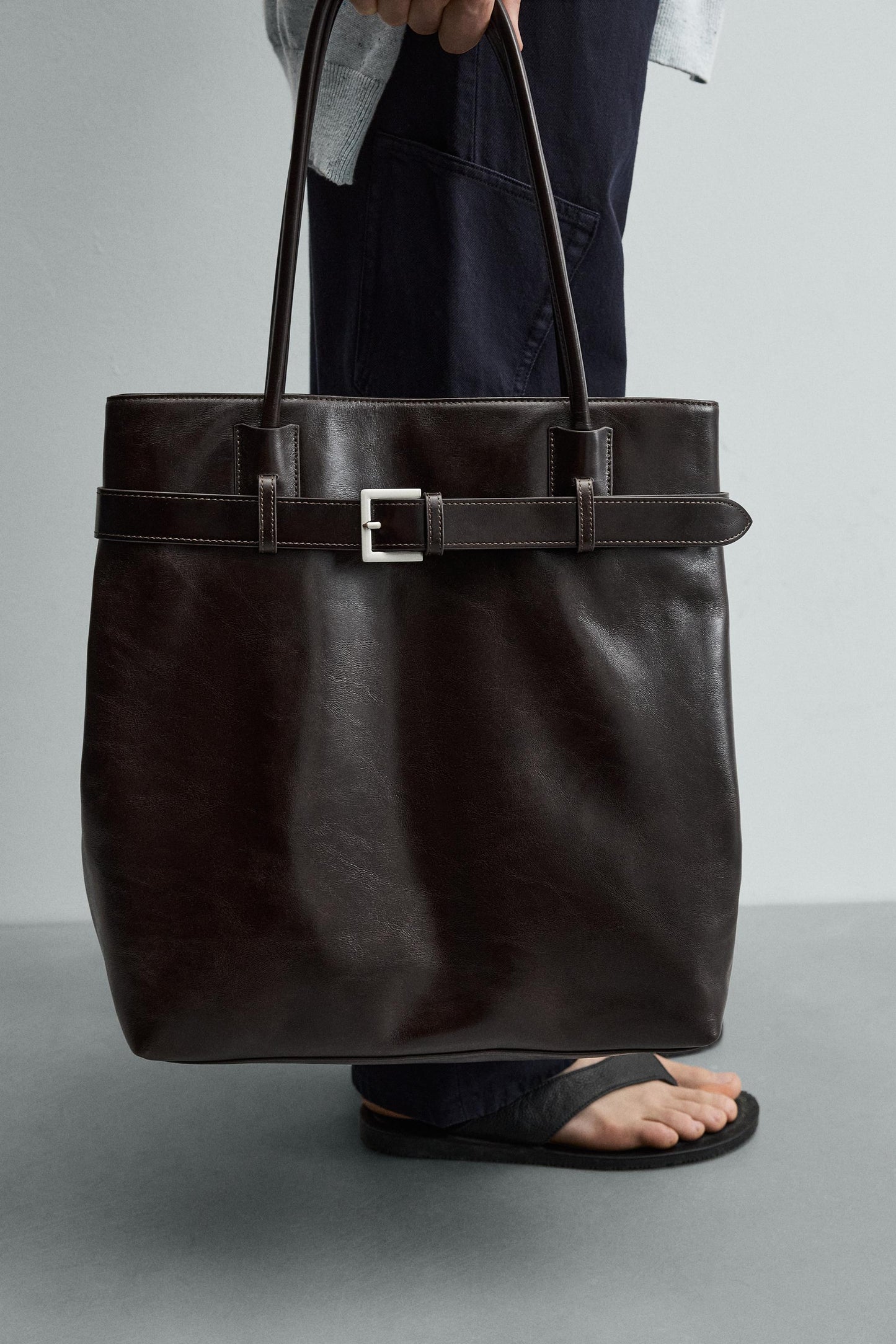 MALA TOTE BAG DE PELE COM CINTO