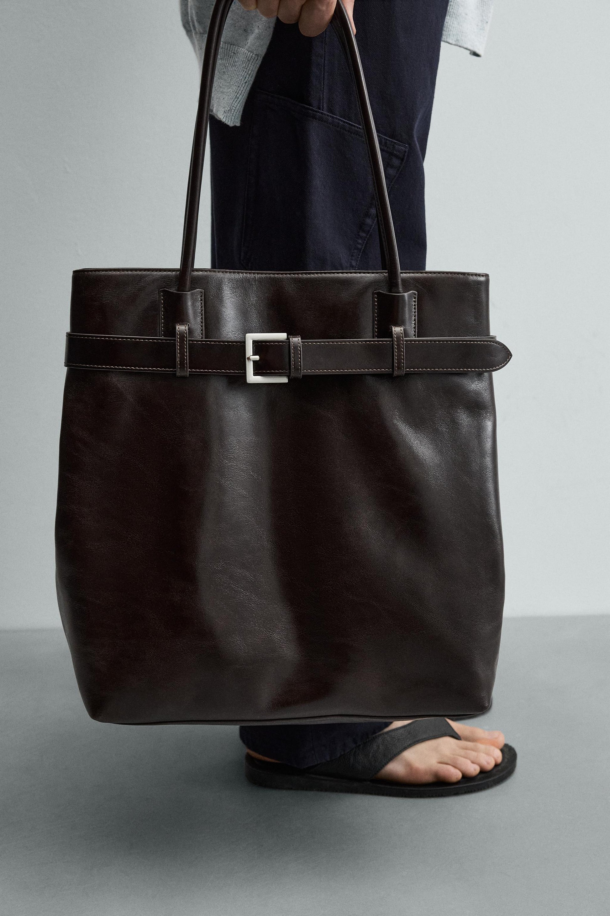 MALA TOTE BAG DE PELE COM CINTO