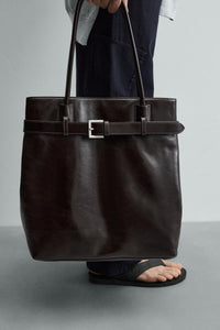 MALA TOTE BAG DE PELE COM CINTO