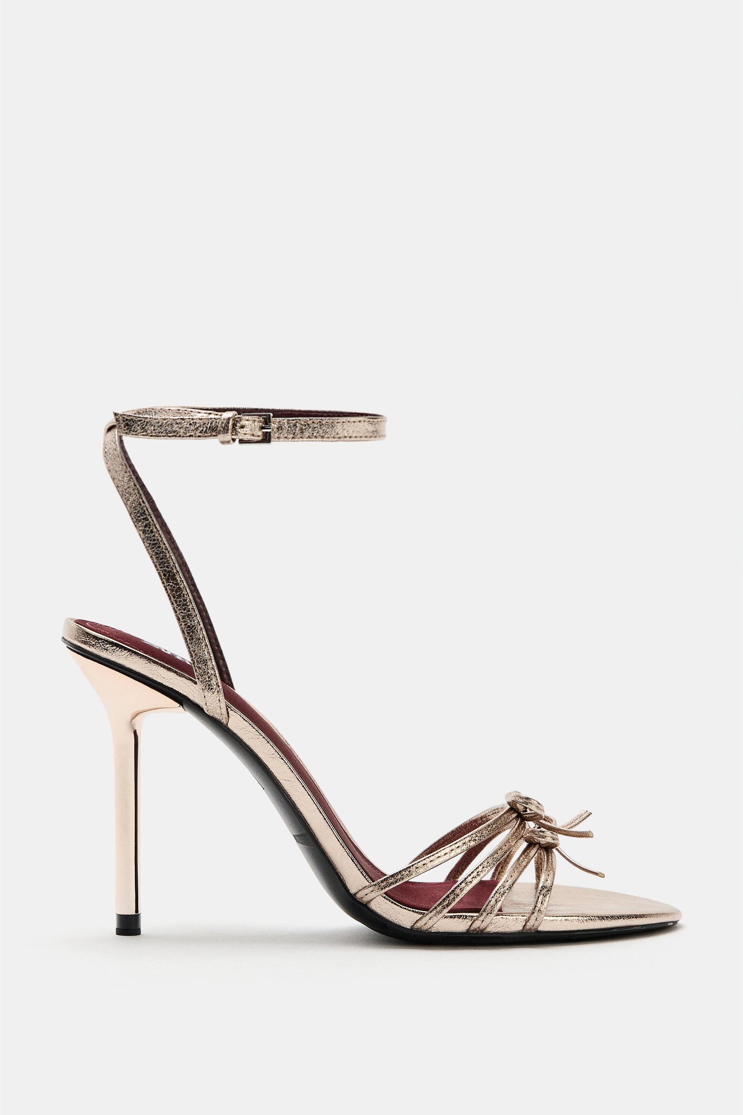 SANDÁLIA DE TACÃO COM LAÇOS - dourado-rosa