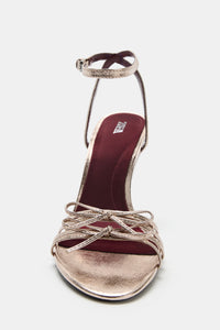 SANDÁLIA DE TACÃO COM LAÇOS - dourado-rosa