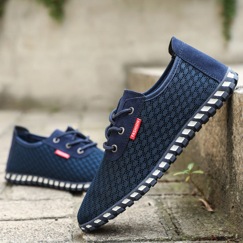 Sapatos de rede de verão para homens, sapatos de rede respiráveis, sapatos casuais de homem, sapatos desportivos de tamanho grande resistentes a odores, sapatos de rede, sapatos masculinos de sola macia