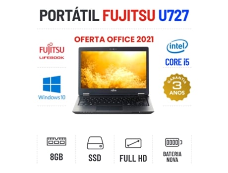 Fujitsu Lifebook U727 12.5 Fullhd I5-6200U 8Gb Ram 240Gb Ssd Bateria Nova Oferta Office 2021 (Recondicionado Como Novo) - Fujitsu