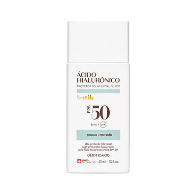 Protetor Solar Facial Fluido FPS 50 Botik Ácido Hialurónico 40ml