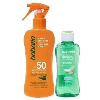 Set Spray Protector SPF50 Aloe 200ml + Bálsamo AfterSun Efecto Hielo 100ml