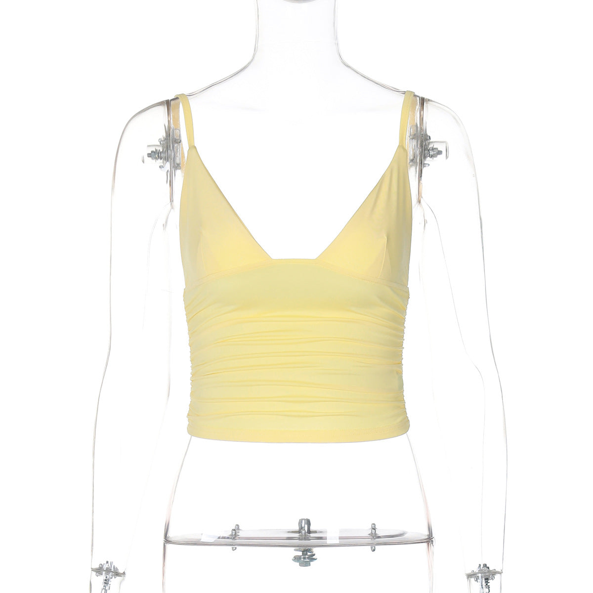 AliExpress INS estilo moda street style sexy de decote em V de cor sólida cropta, versátil slim fit camisola europeia e americana por grosso