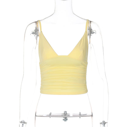 AliExpress INS estilo moda street style sexy de decote em V de cor sólida cropta, versátil slim fit camisola europeia e americana por grosso