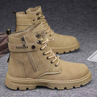 Sapatos masculinos de cano alto, sapatos de proteção para caminhadas ao ar livre na primavera, botas de trabalho, botas Martin de trabalho, calçado da moda para desportos de motociclismo masculino