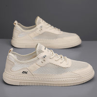Sapatos masculinos: sapatos desportivos casuais de malha fina e respiráveis de verão, sapatos de malha oca de um passo para adolescentes, sapatos pequenos de quadro branco, sapatos modernos