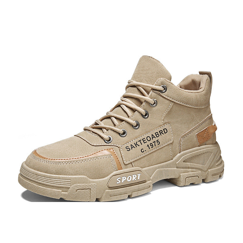 Botas Martin de Homem Verão Novos Sapatos de Trabalho Duráveis Antiderrapantes, Sapatos Masculinos de Outdoor de Cano Alto, Sapatos Casuais ao estilo Britânico