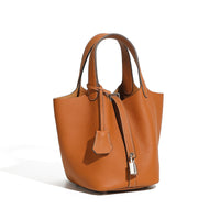 Malas 2026 Nova Cesta de Couve com Balde Bolsa de Mulher TC Mala de Pele Genuína Mala de Mãe Bolsa de Noiva Sensação de Luxo de Casamento