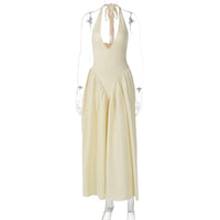 Vestido elegante e elegante para mulheres, vestido bestseller cross-fronteiriço da Amazon, de cor sólida, sexy com decote oco oco em V profundo